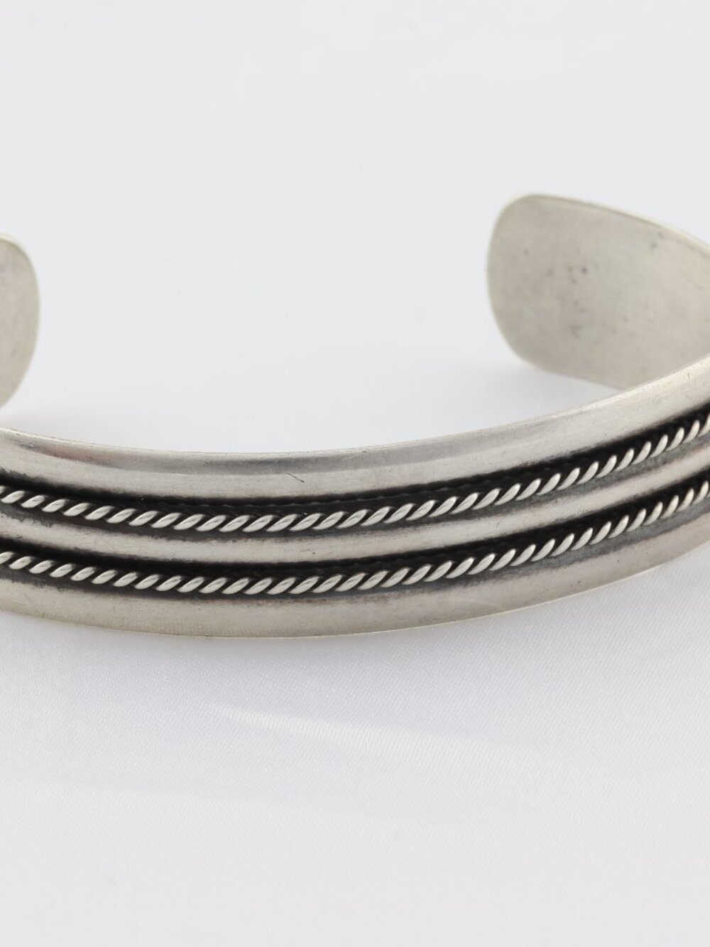 Sterling Silver Rope Design Cuff Bracelet 6 3/4" inch Adjustable